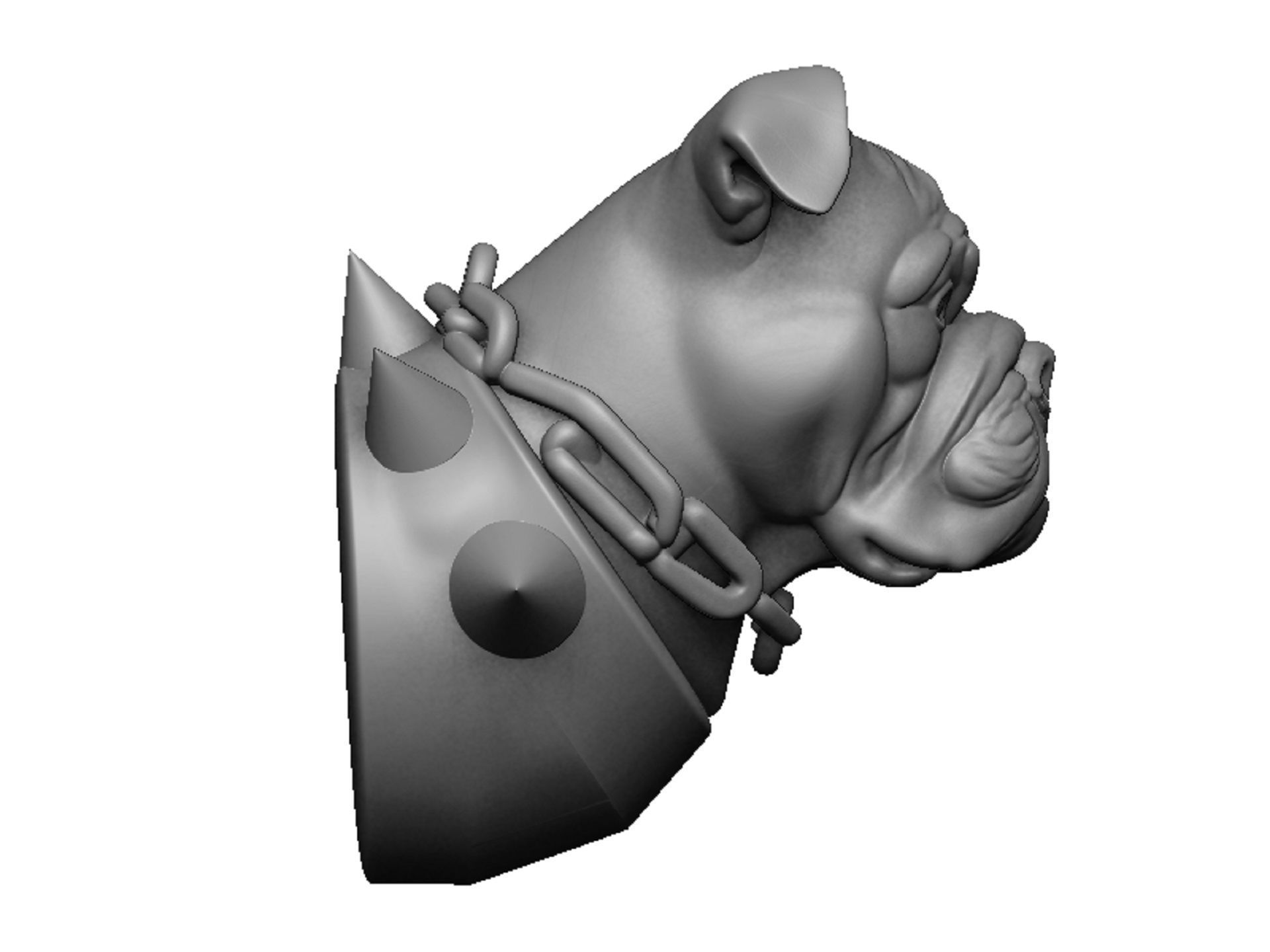bulldog head 3D print model_2
