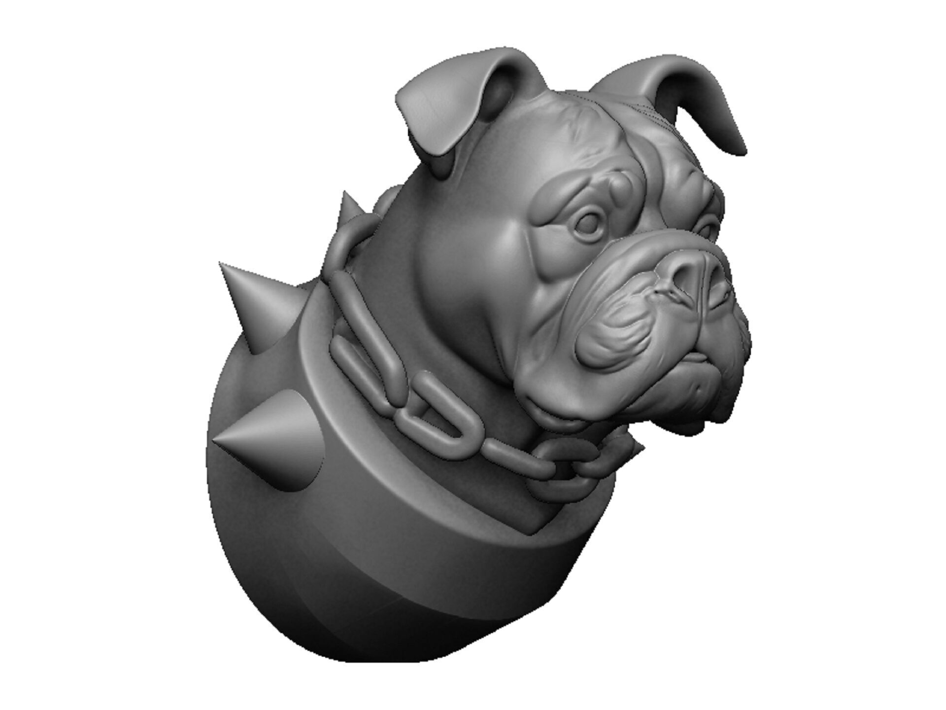 bulldog head 3D print model_1