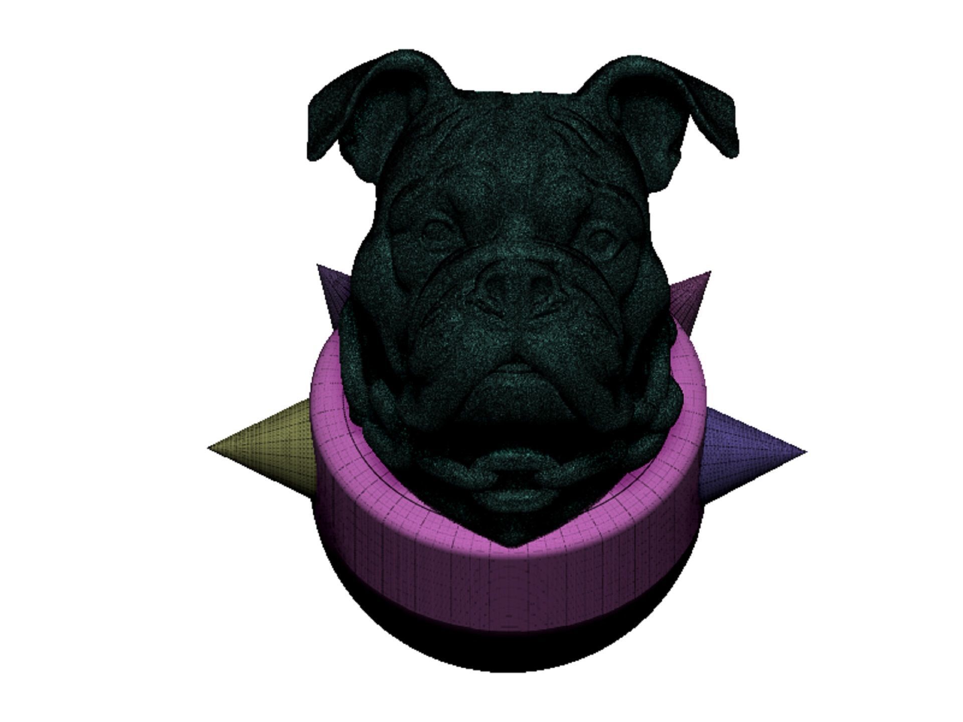 bulldog head 3D print model_11