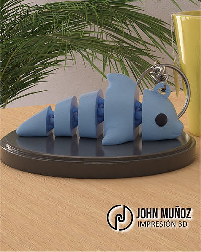 Blu The Dolphin  Articulated Version and Keychain 3D print model