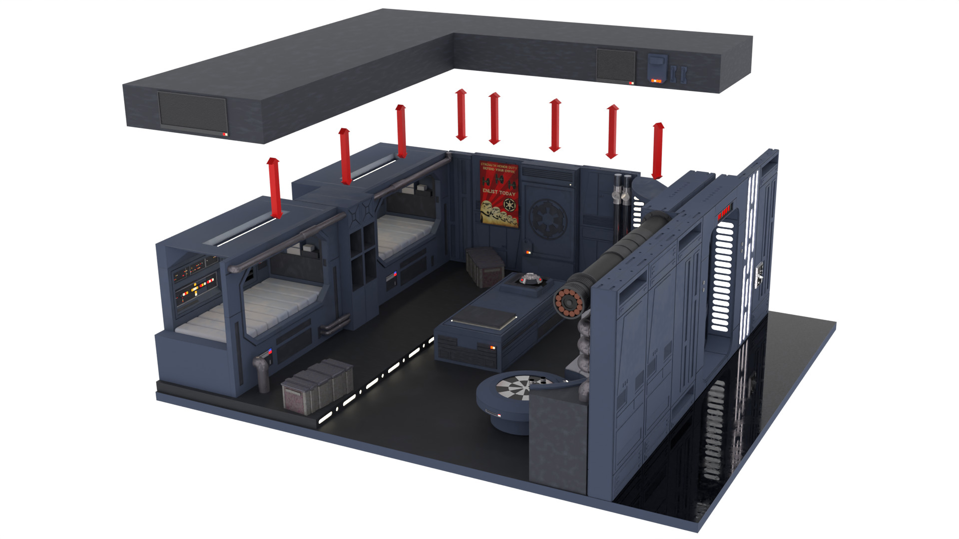 Set 2e - Trooper quarters 1-12 Scale Blackseries 3D Model Collection_32