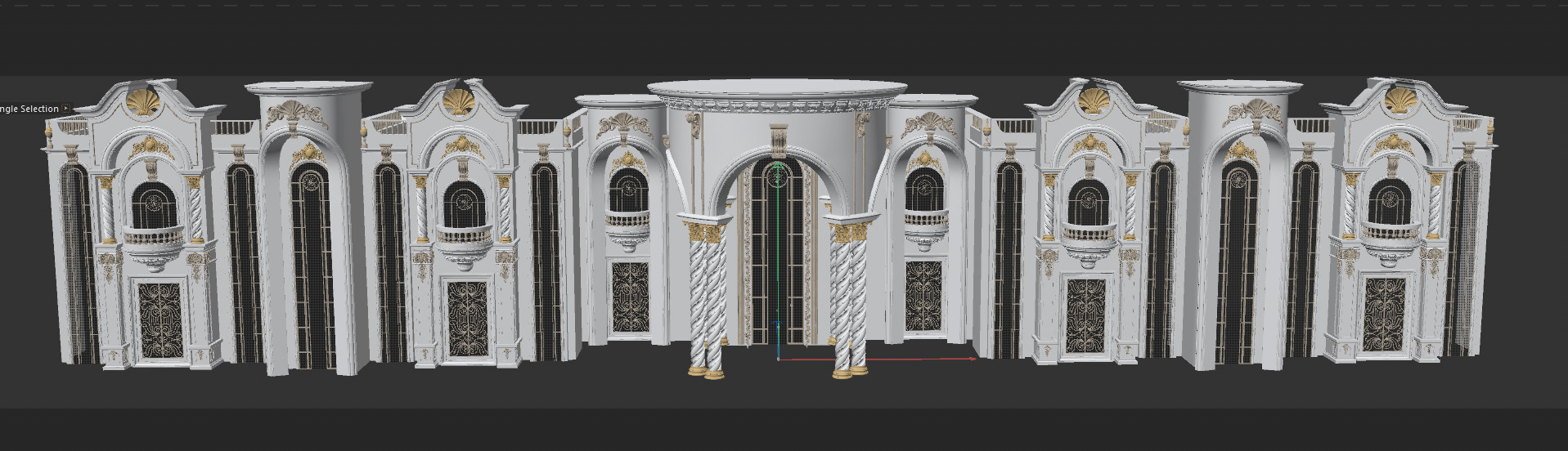 Royal Decorative Palace Facade 3D model_5