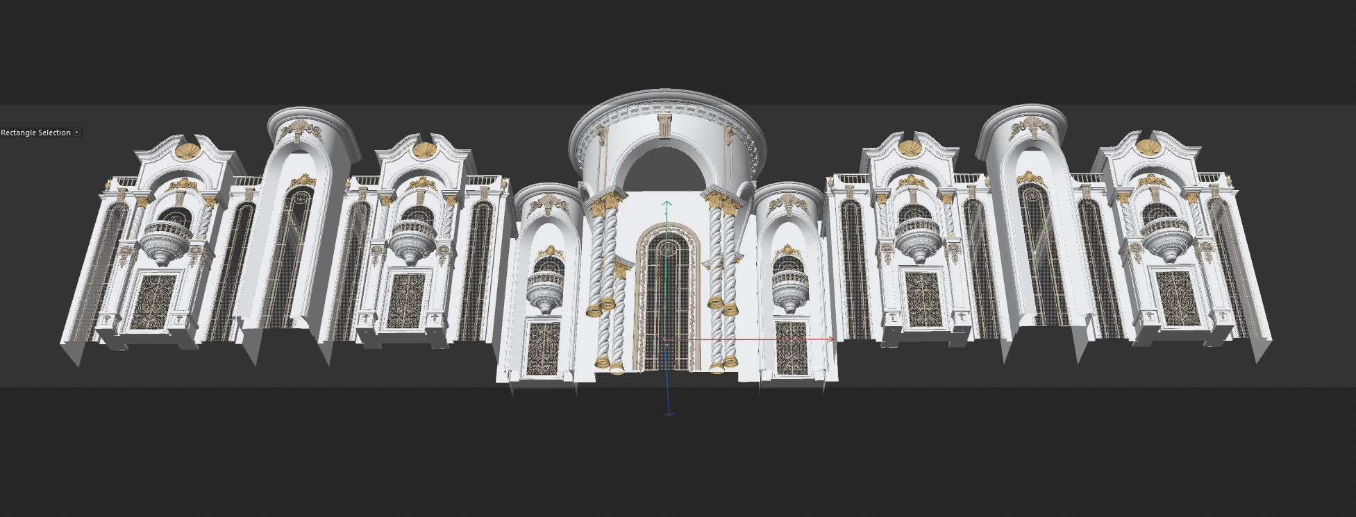 Royal Decorative Palace Facade 3D model_7