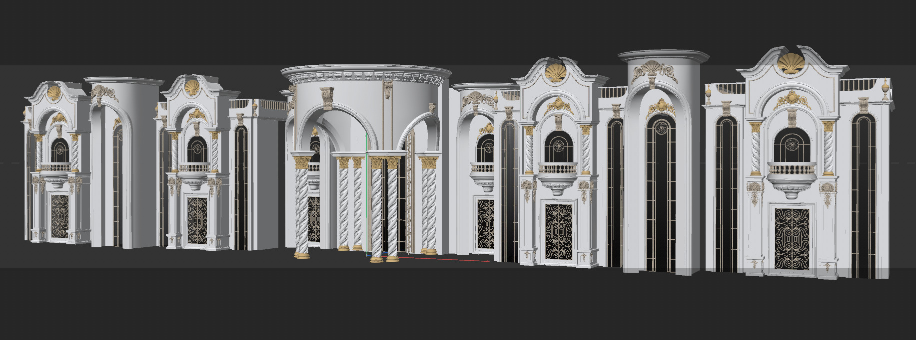 Royal Decorative Palace Facade 3D model_6