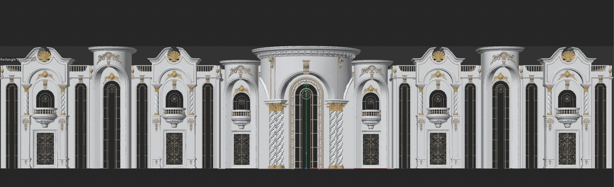 Royal Decorative Palace Facade 3D model_4