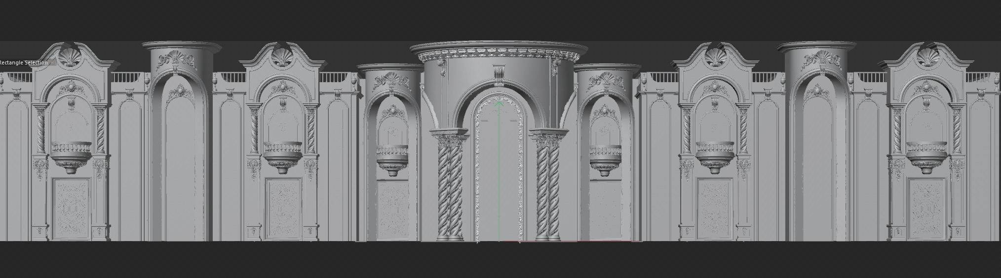 Royal Decorative Palace Facade 3D model_8