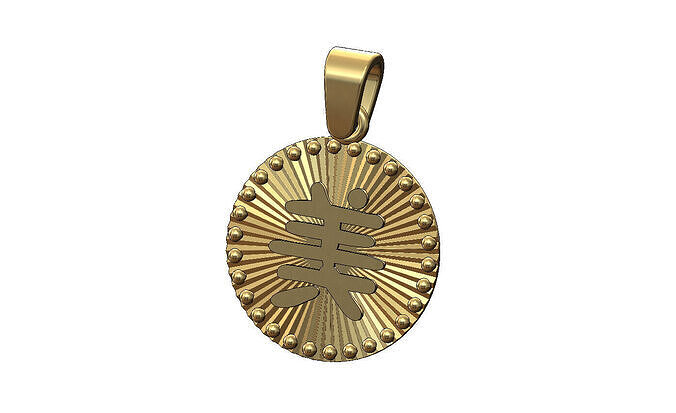 Beautiful chinese faceted sunrays beaded coin pendant charm 3D print model