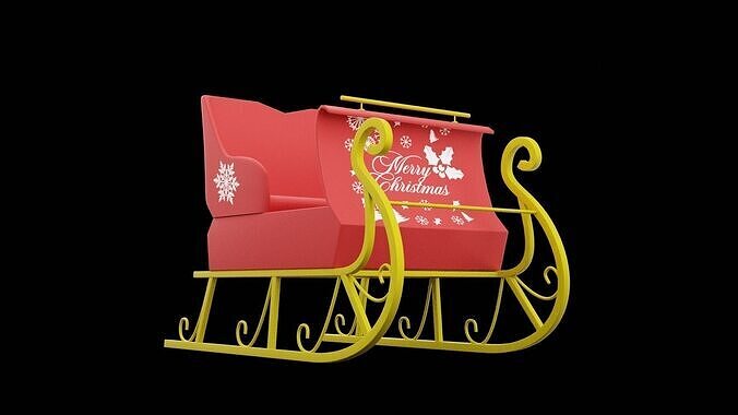 Santa Clause Sleigh Low-poly 3D model