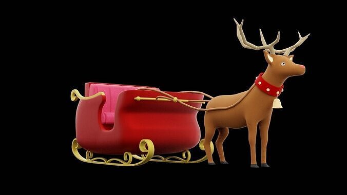 Santa Clause Sleigh Low-poly 3D model