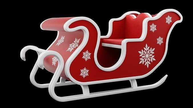 Santa Clause Sleigh Low-poly 3D model
