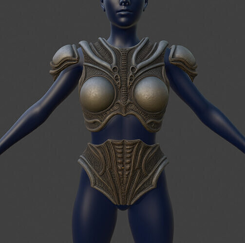 Xenomorph Female Exosuit Chestplate Pauldrons And Belly Armor 3D print model