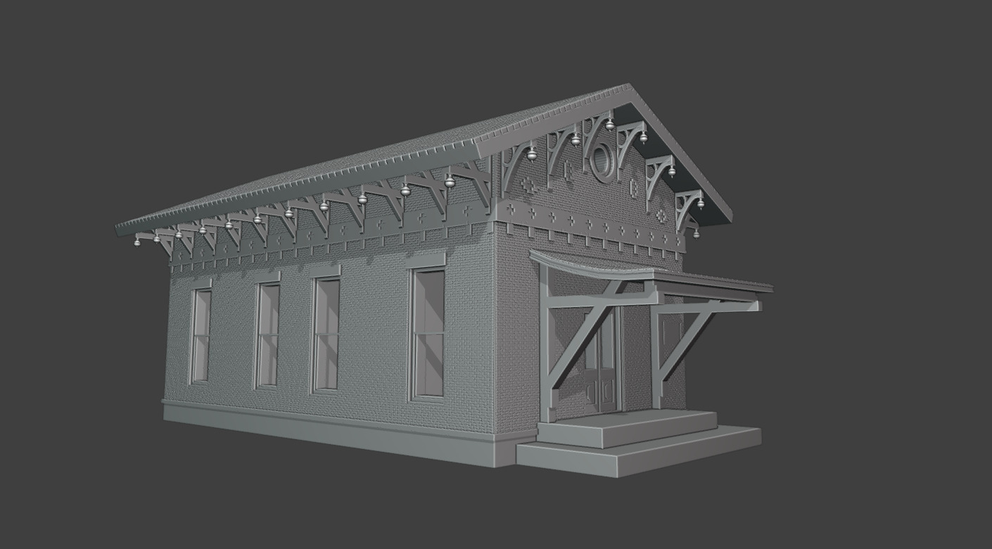 19th-Century Industrial Factory Brick Shed Bundle 3D print model_17