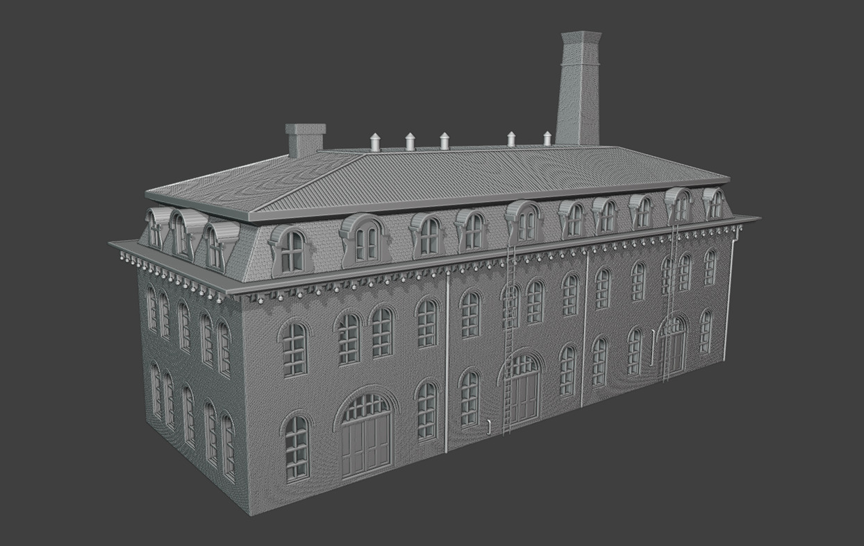 19th-Century Industrial Factory Brick Shed Bundle 3D print model_10