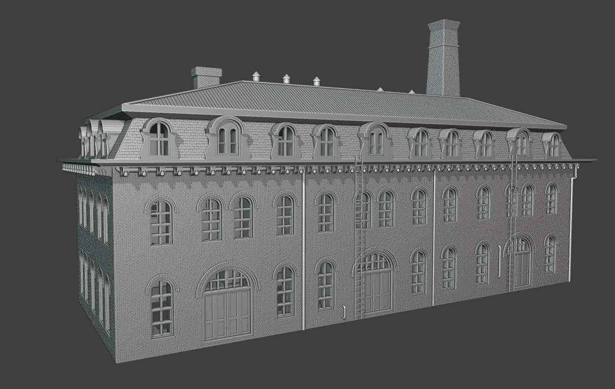 19th-Century Industrial Factory Brick Shed Bundle 3D print model_13