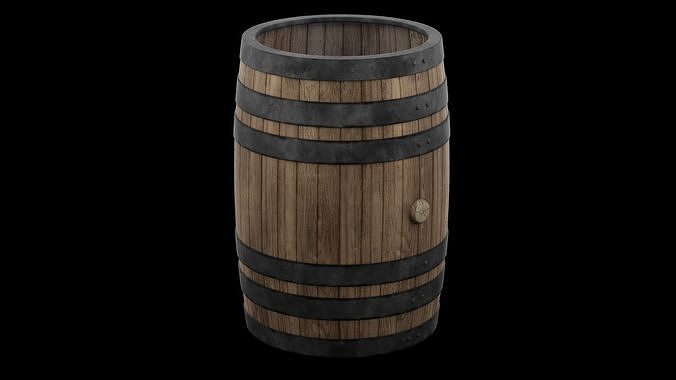 Wooden Rain Barrel Low-poly 3D model