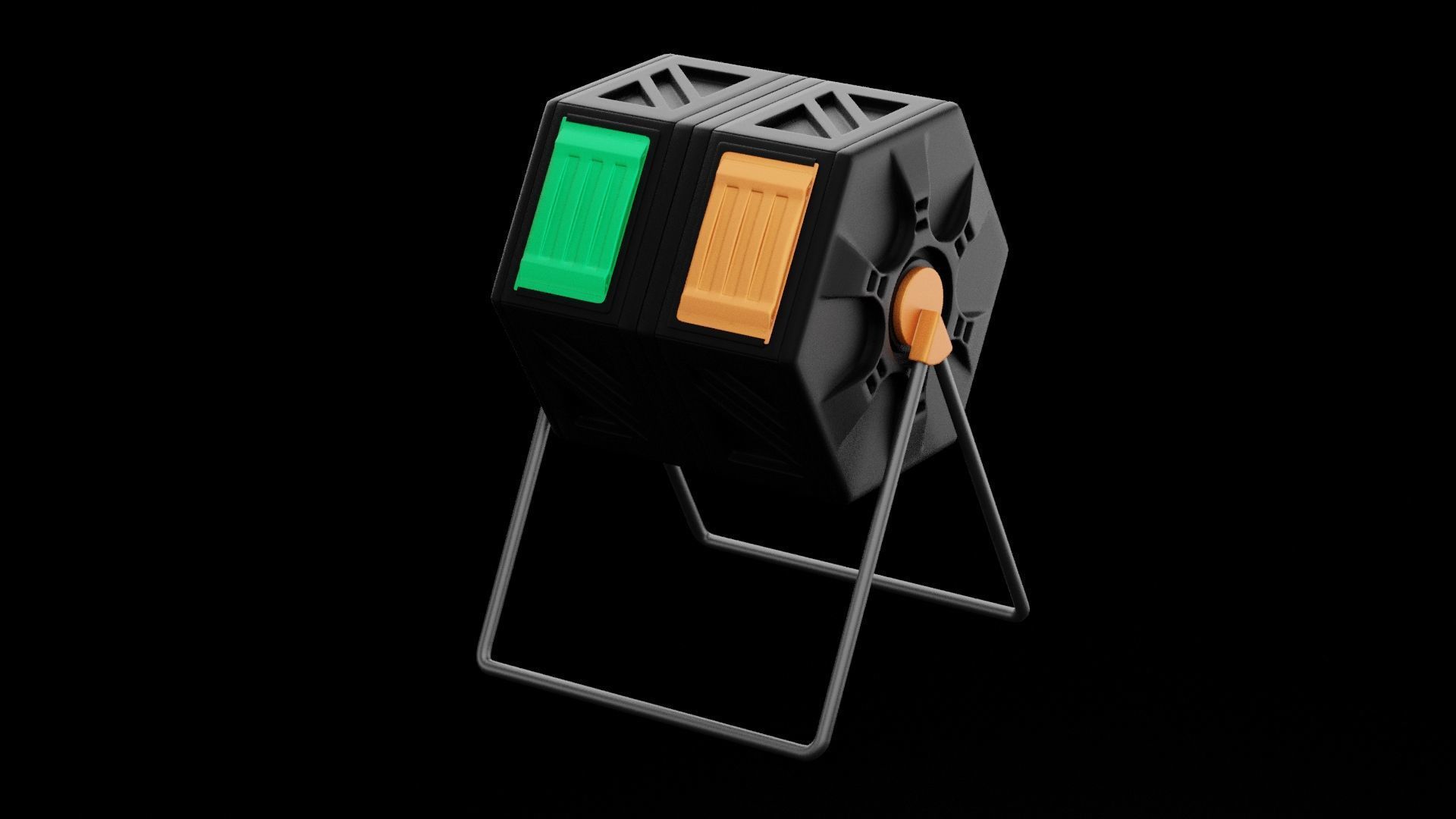 Compost Bin Rotating Low-poly 3D model_4