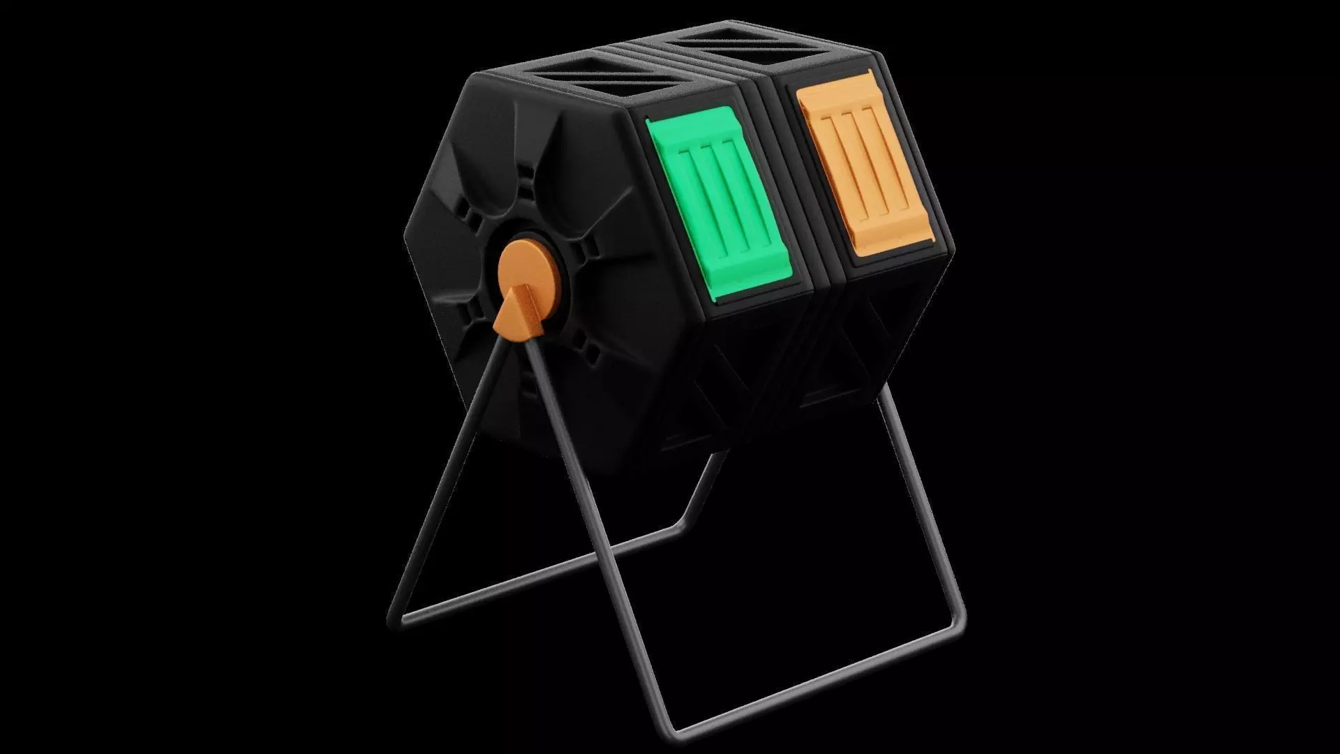 Compost Bin Rotating Low-poly 3D model_0