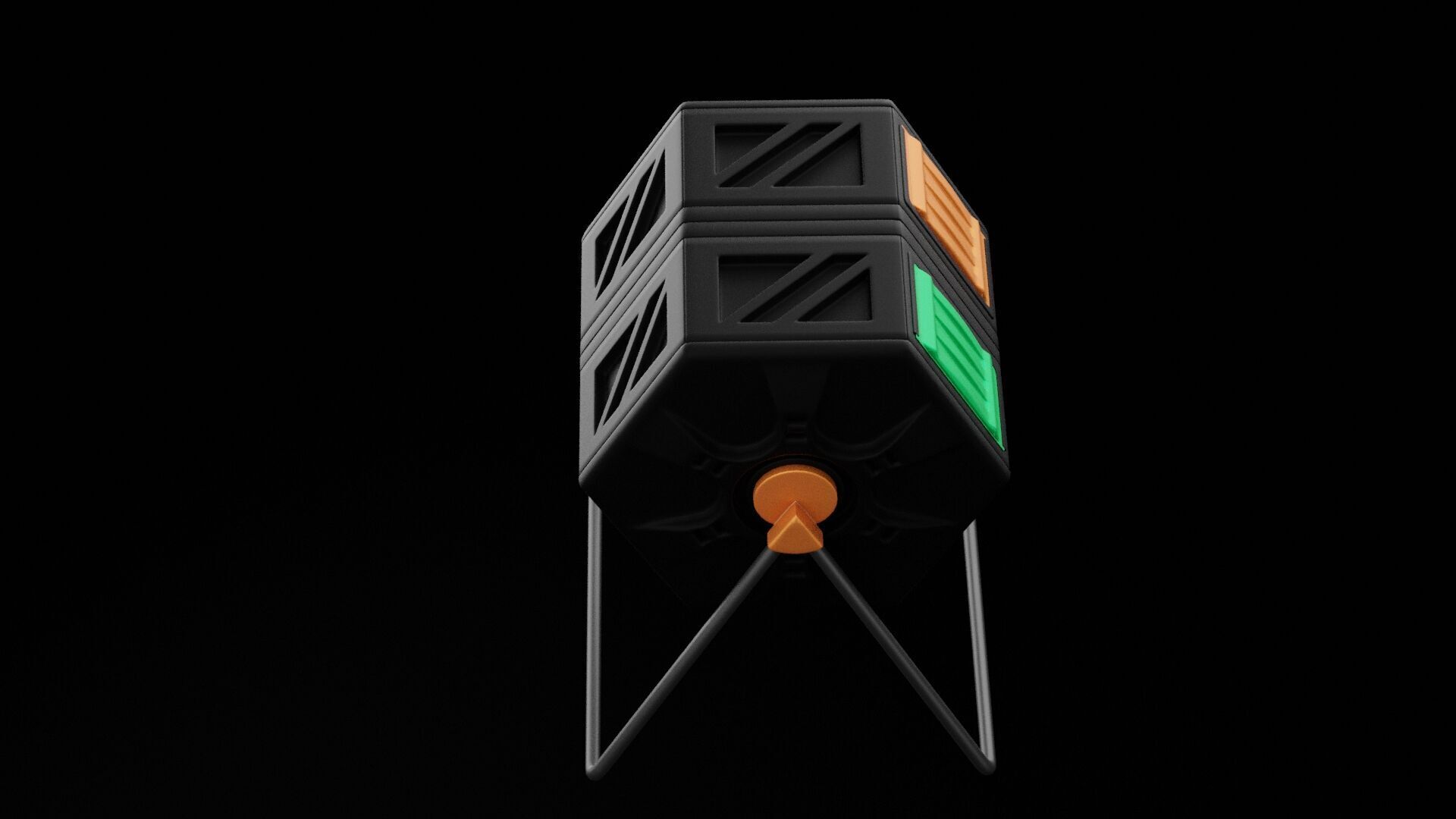 Compost Bin Rotating Low-poly 3D model_1