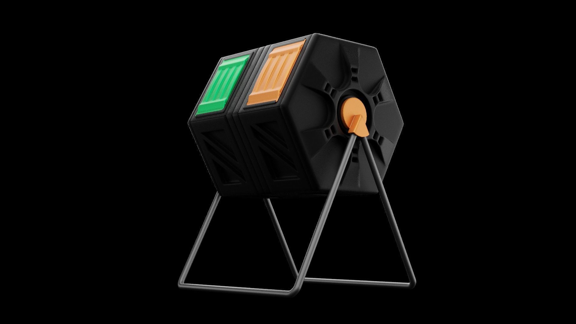 Compost Bin Rotating Low-poly 3D model_7