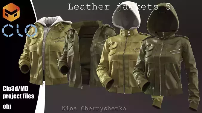 Leather jackets 5 - Marvelous Designer project and OBJ