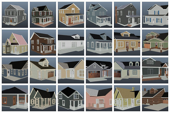 24 Custom FiveM Atlanta Style House Models Low-poly 3D model