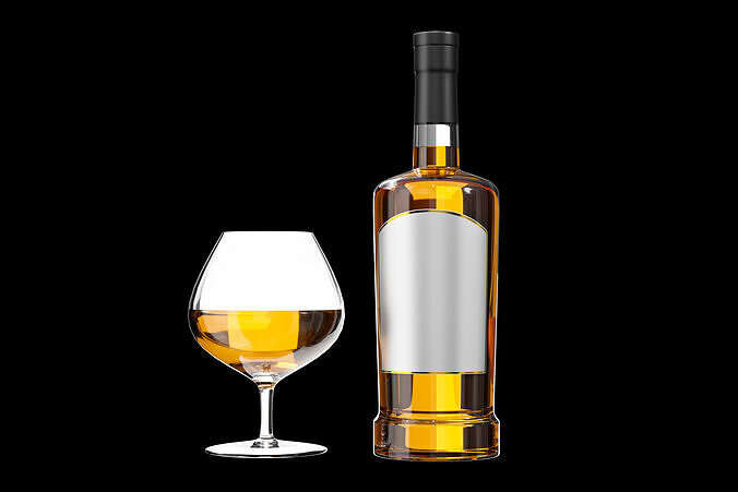 Gin Bottle with Glass  3D model