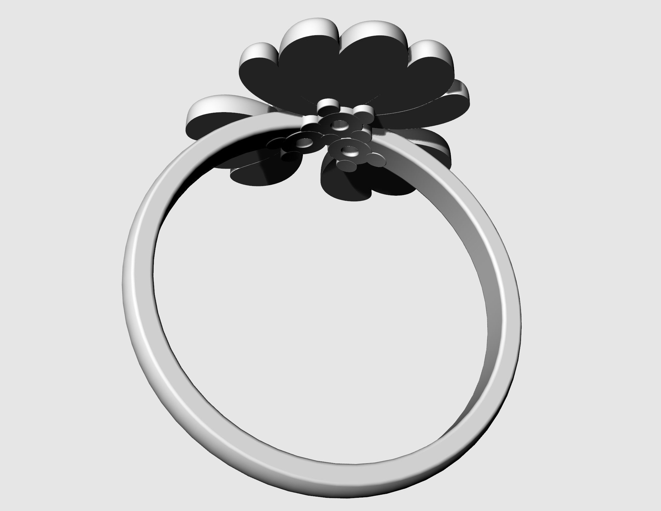 Three leaves ring 3D print model_8