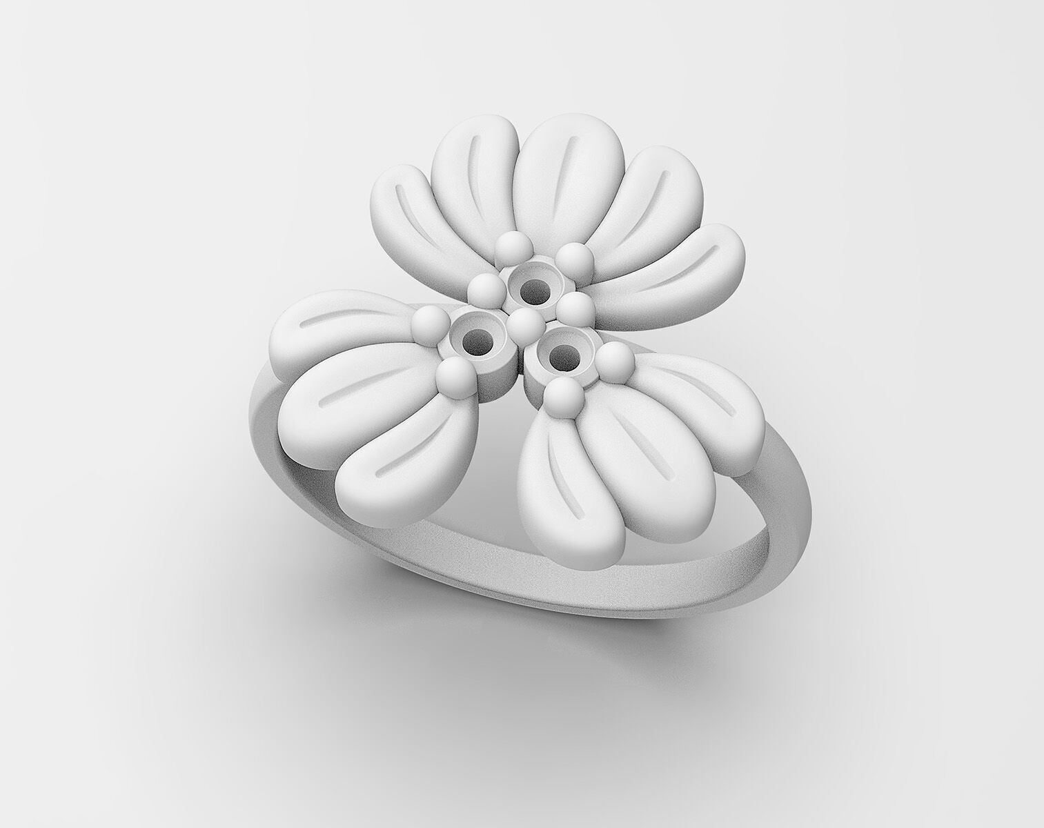 Three leaves ring 3D print model_3