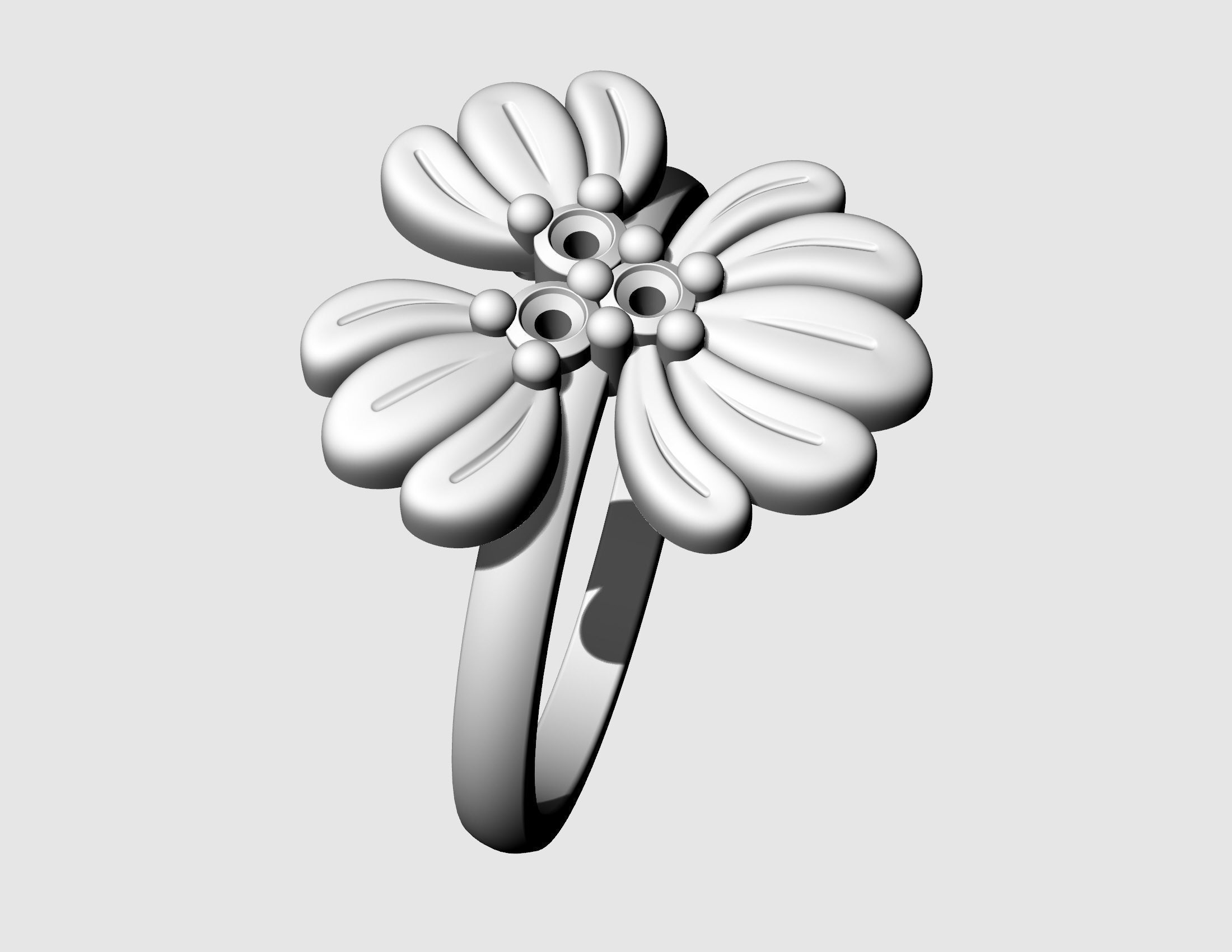 Three leaves ring 3D print model_7