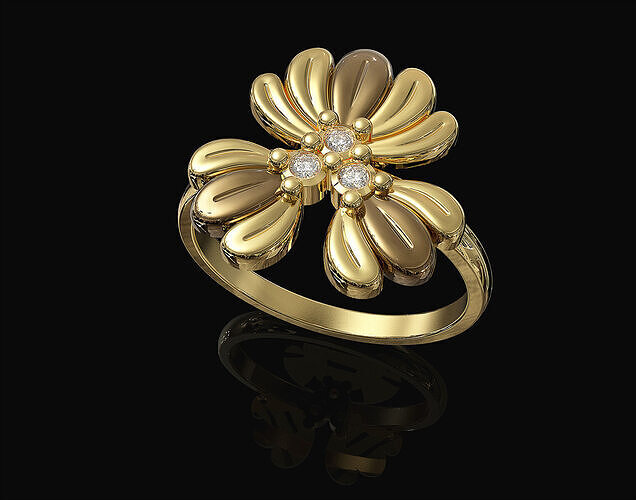 Three leaves ring 3D print model