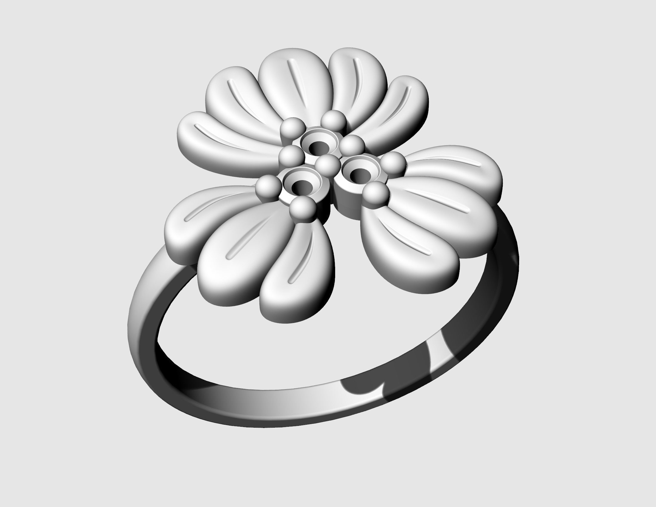 Three leaves ring 3D print model_5