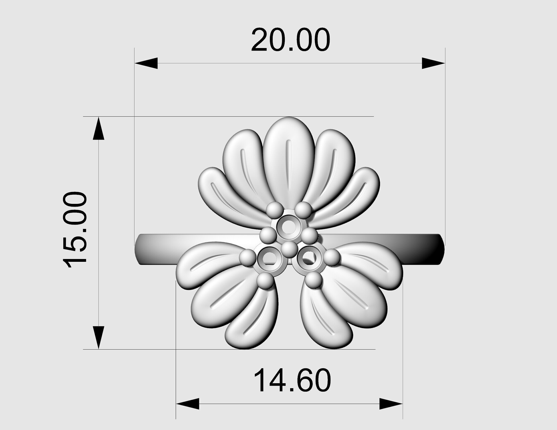 Three leaves ring 3D print model_11
