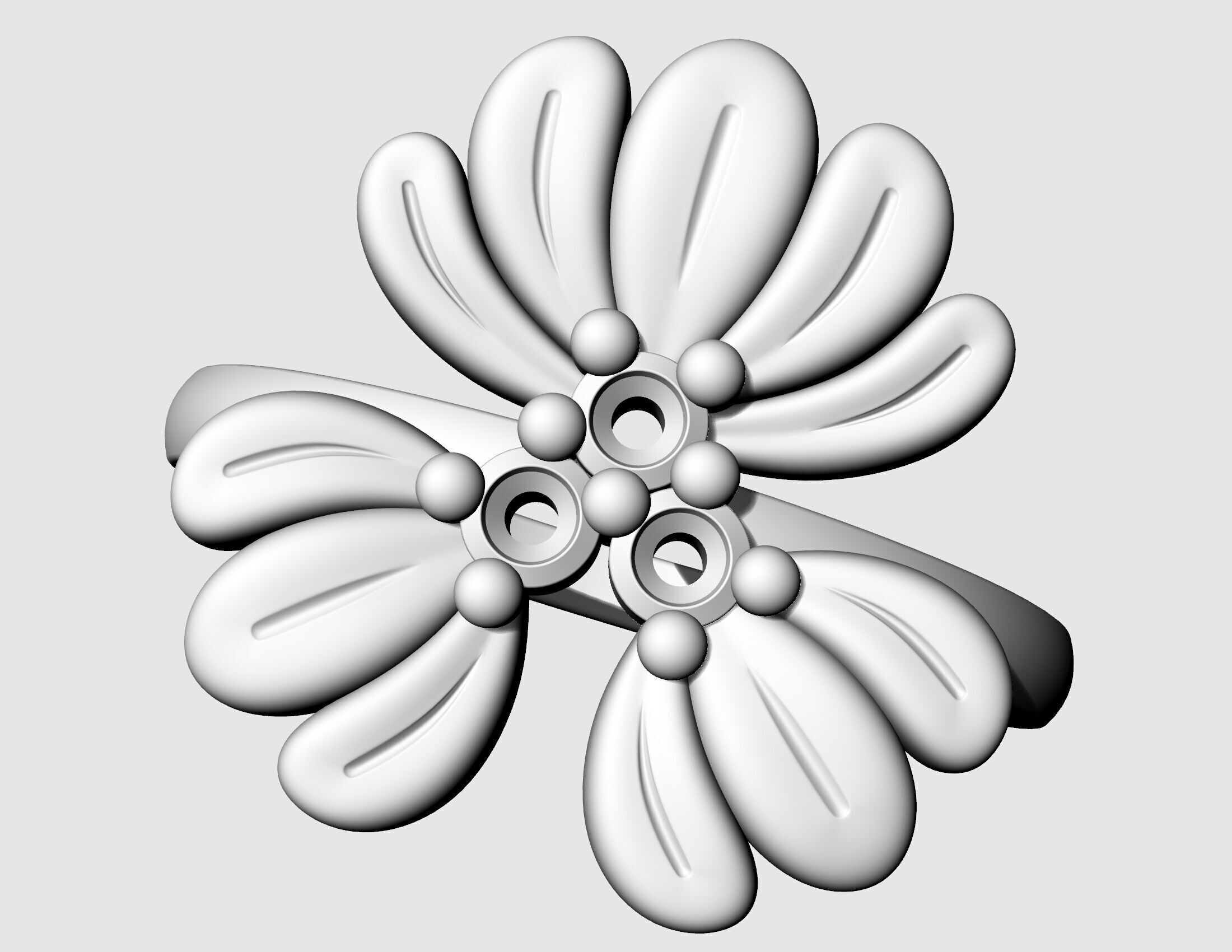 Three leaves ring 3D print model_6