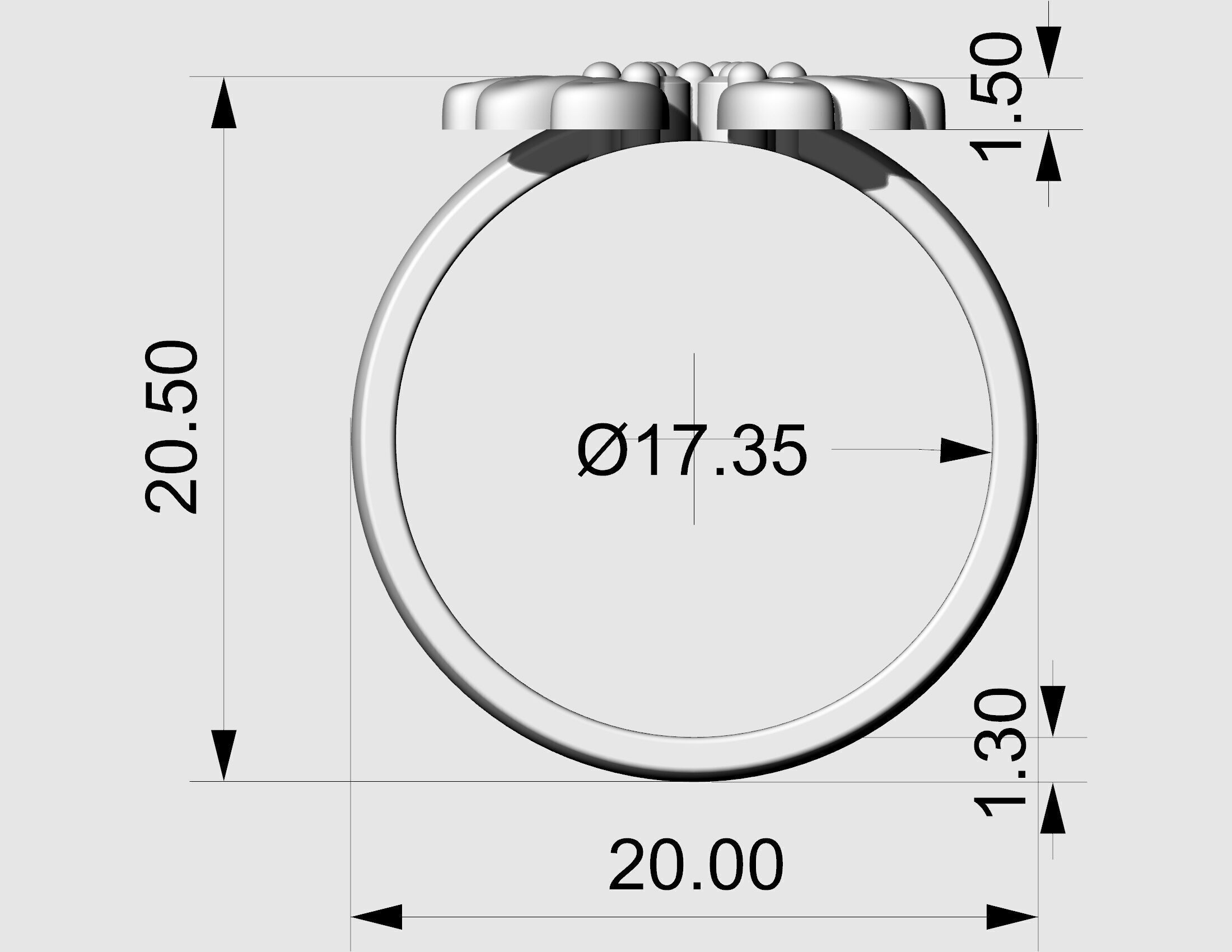 Three leaves ring 3D print model_9