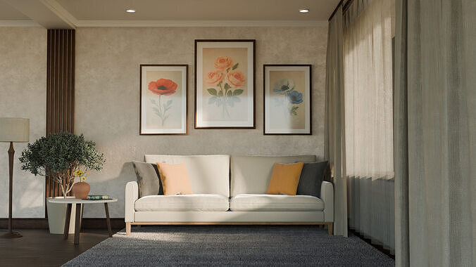 Modern 3 Seater Sofa 3D model