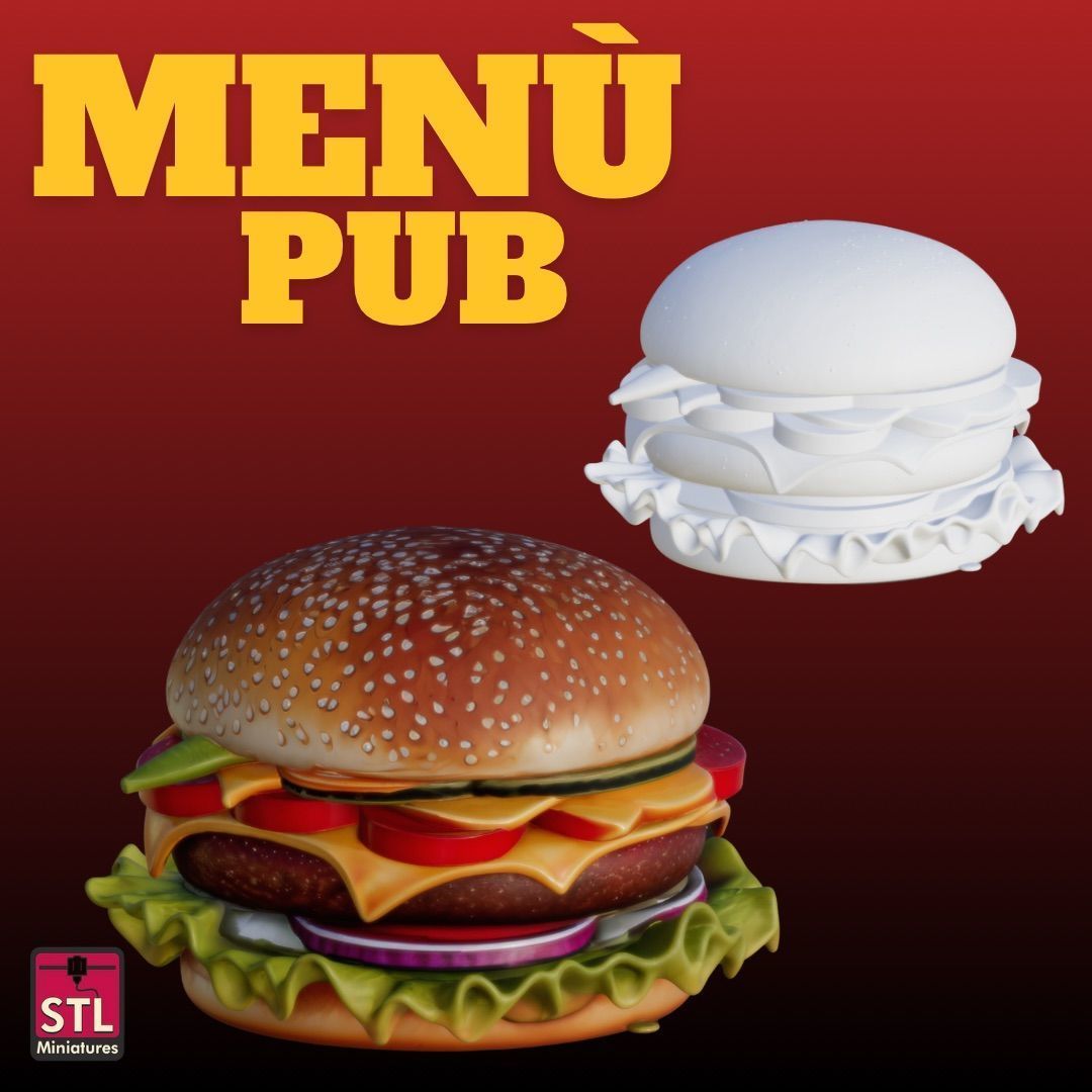 STL Pub Menu Set Burger Fries and Drink 3D print model_2