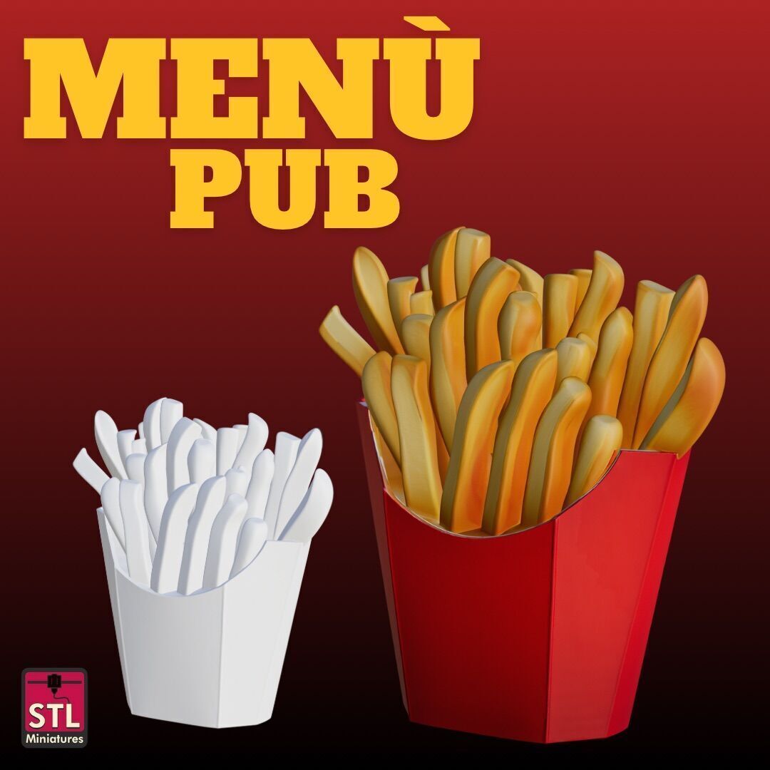STL Pub Menu Set Burger Fries and Drink 3D print model_3