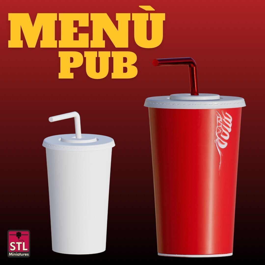 STL Pub Menu Set Burger Fries and Drink 3D print model_4