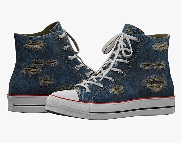 Ripped Denim Sneaker PBR Low-poly 3D model