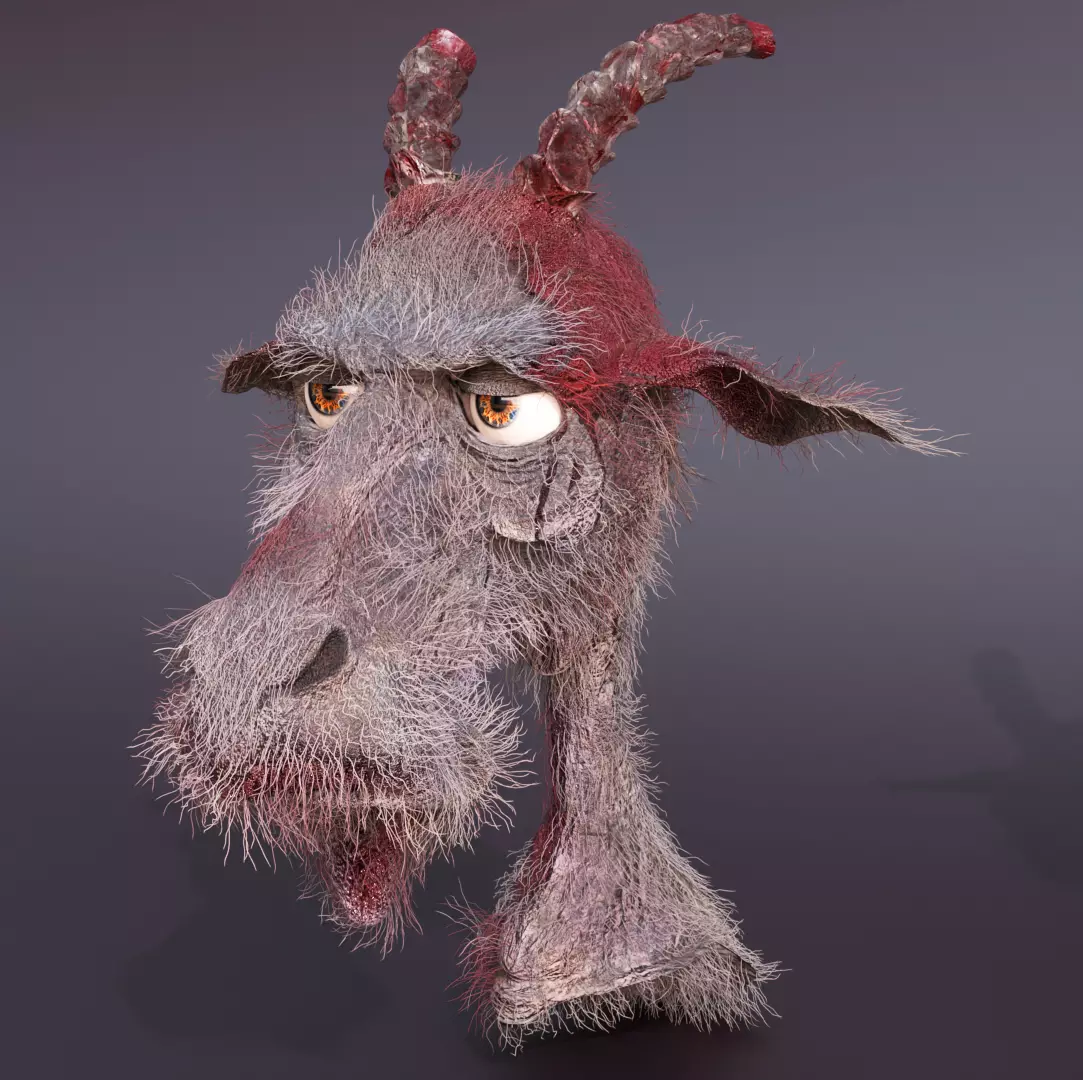 Old warrior goat Low-poly 3D model