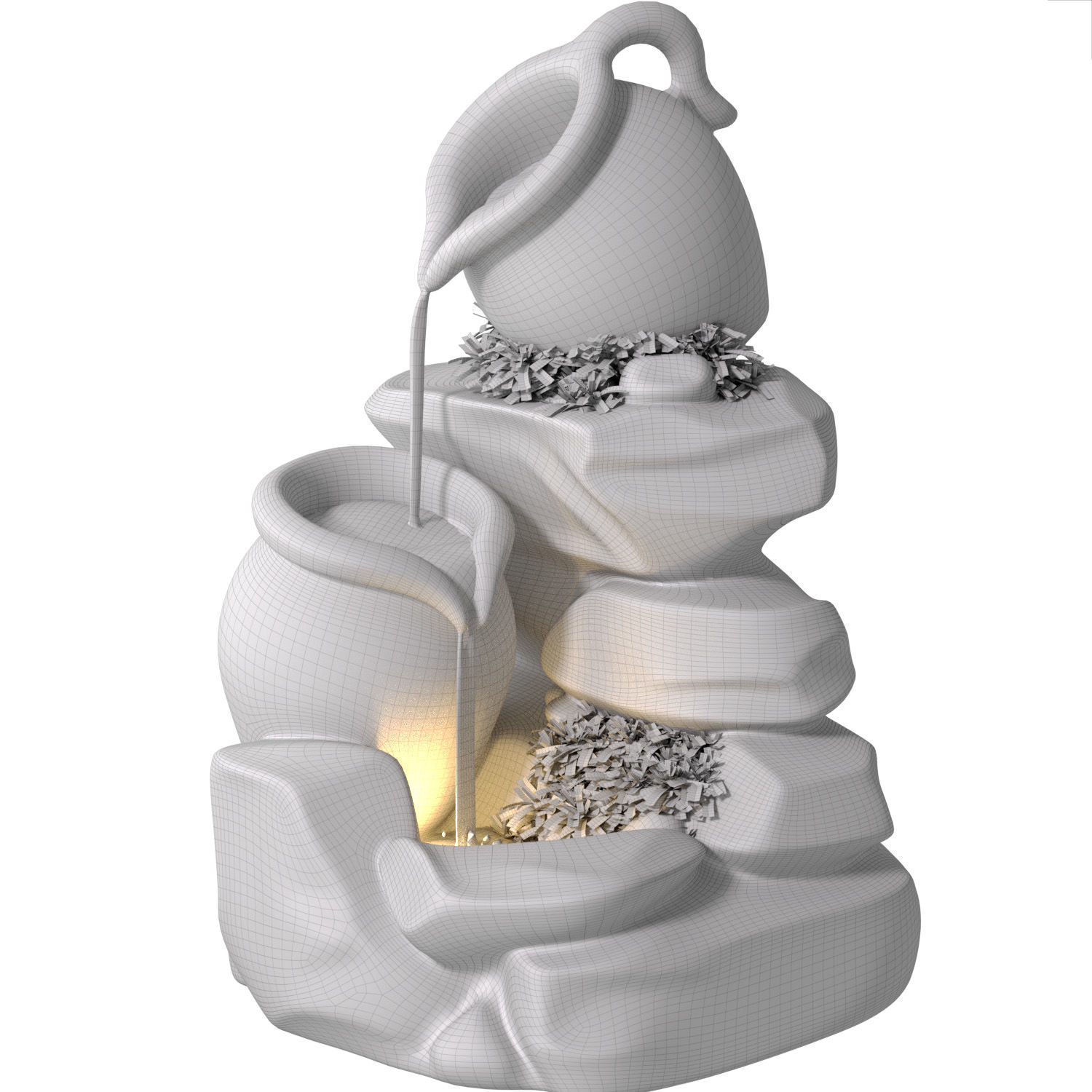 Decorative Outdoor Rock Stone Sculptures Fountain For Garden  3D model_4