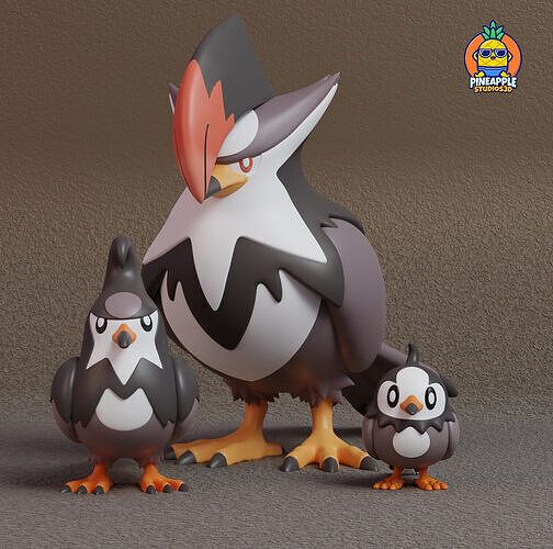 Pokemon - Starly Staravia and Staraptor  3D print model