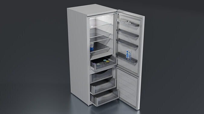 Refrigerator With Freezer Low-poly 3D model
