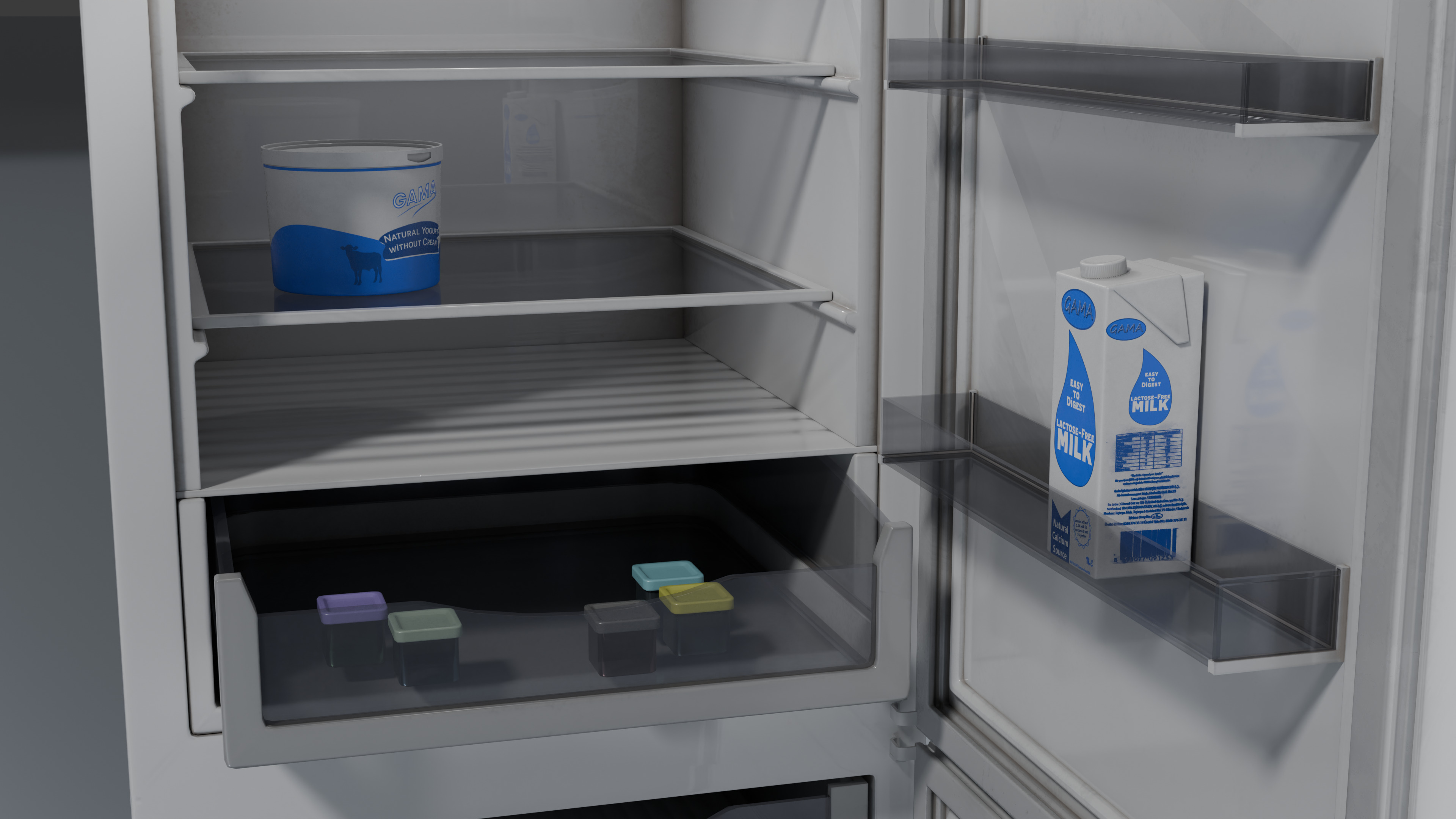 Refrigerator With Freezer Low-poly 3D model_6