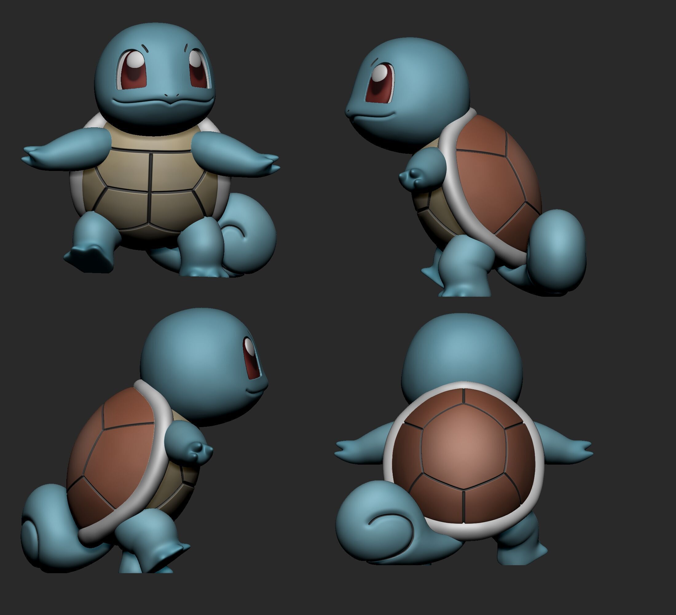 Pokemon - Squirtle Wartortle and Blastoise with 2 poses 3D print model_4