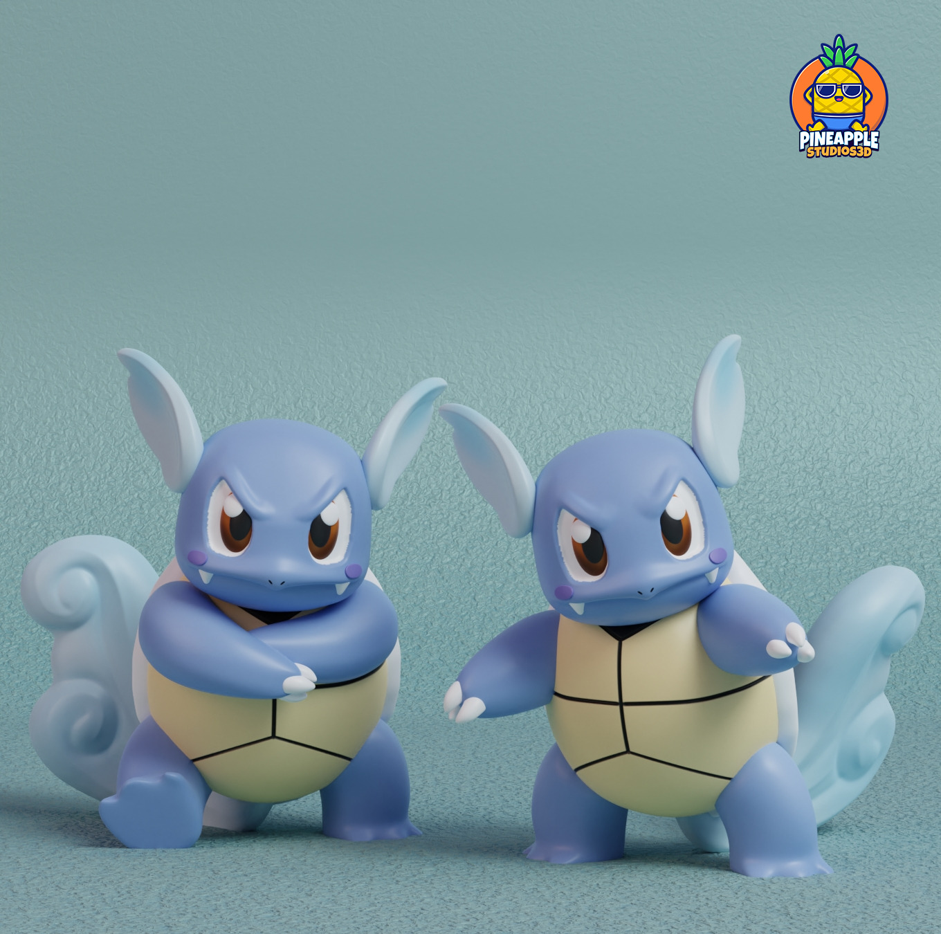 Pokemon - Squirtle Wartortle and Blastoise with 2 poses 3D print model_6