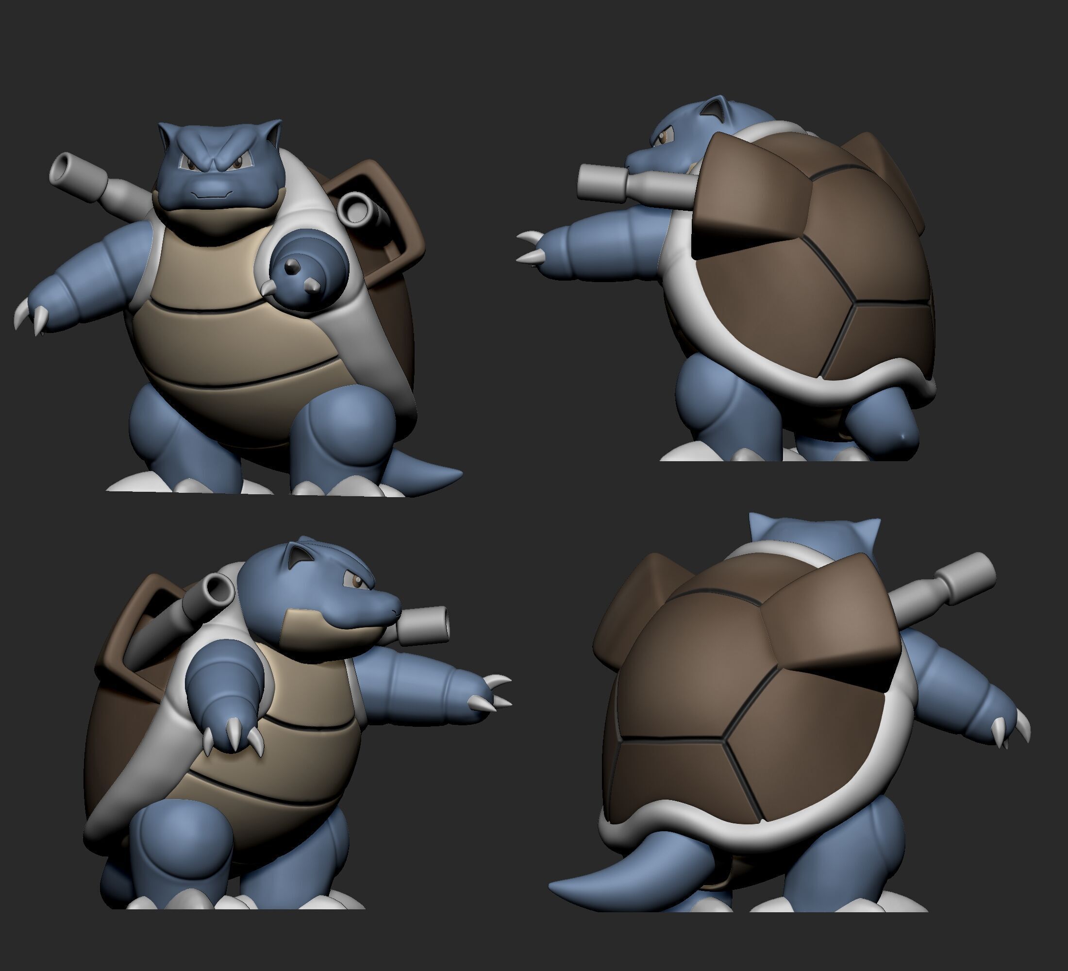 Pokemon - Squirtle Wartortle and Blastoise with 2 poses 3D print model_16