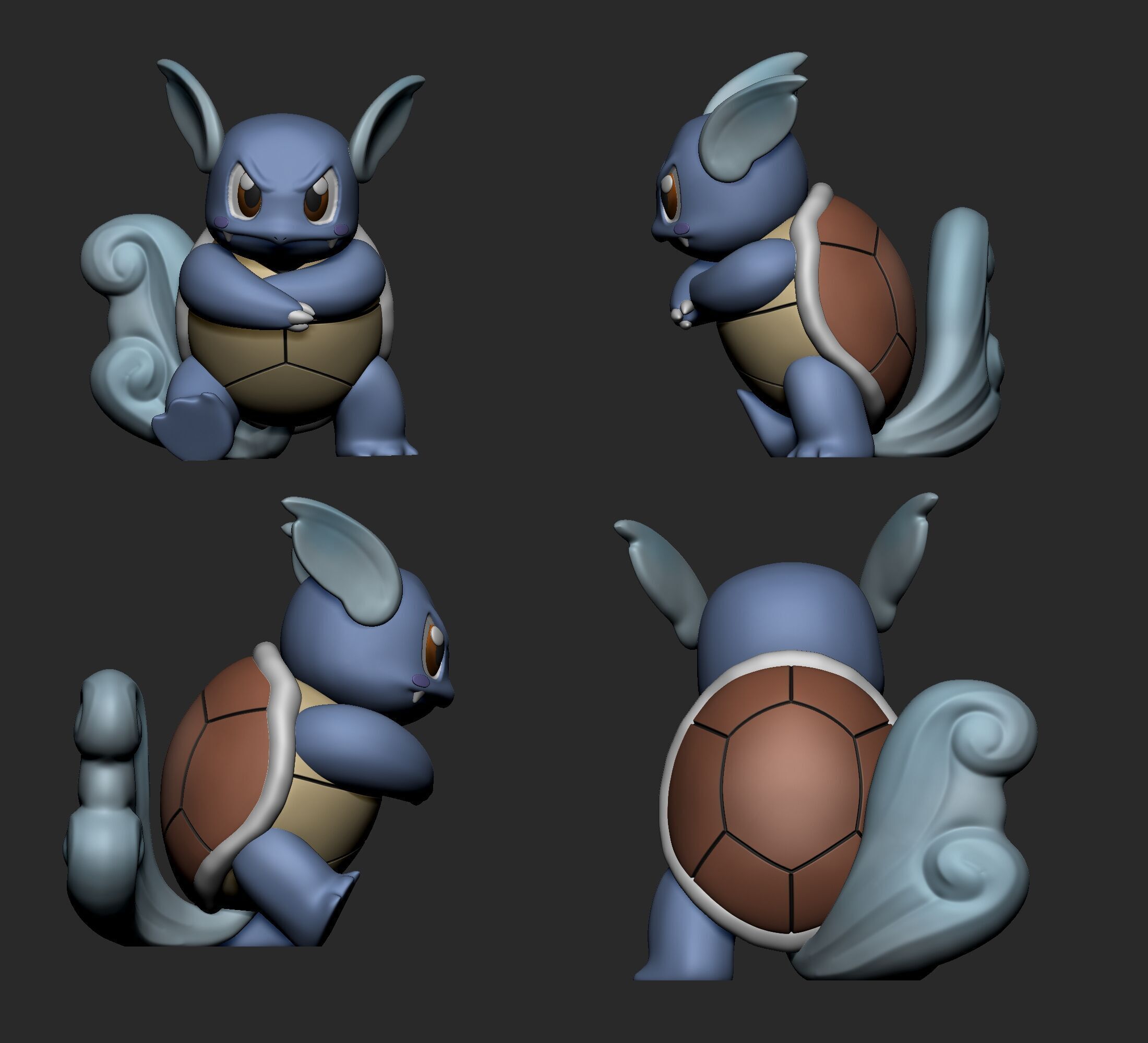 Pokemon - Squirtle Wartortle and Blastoise with 2 poses 3D print model_9