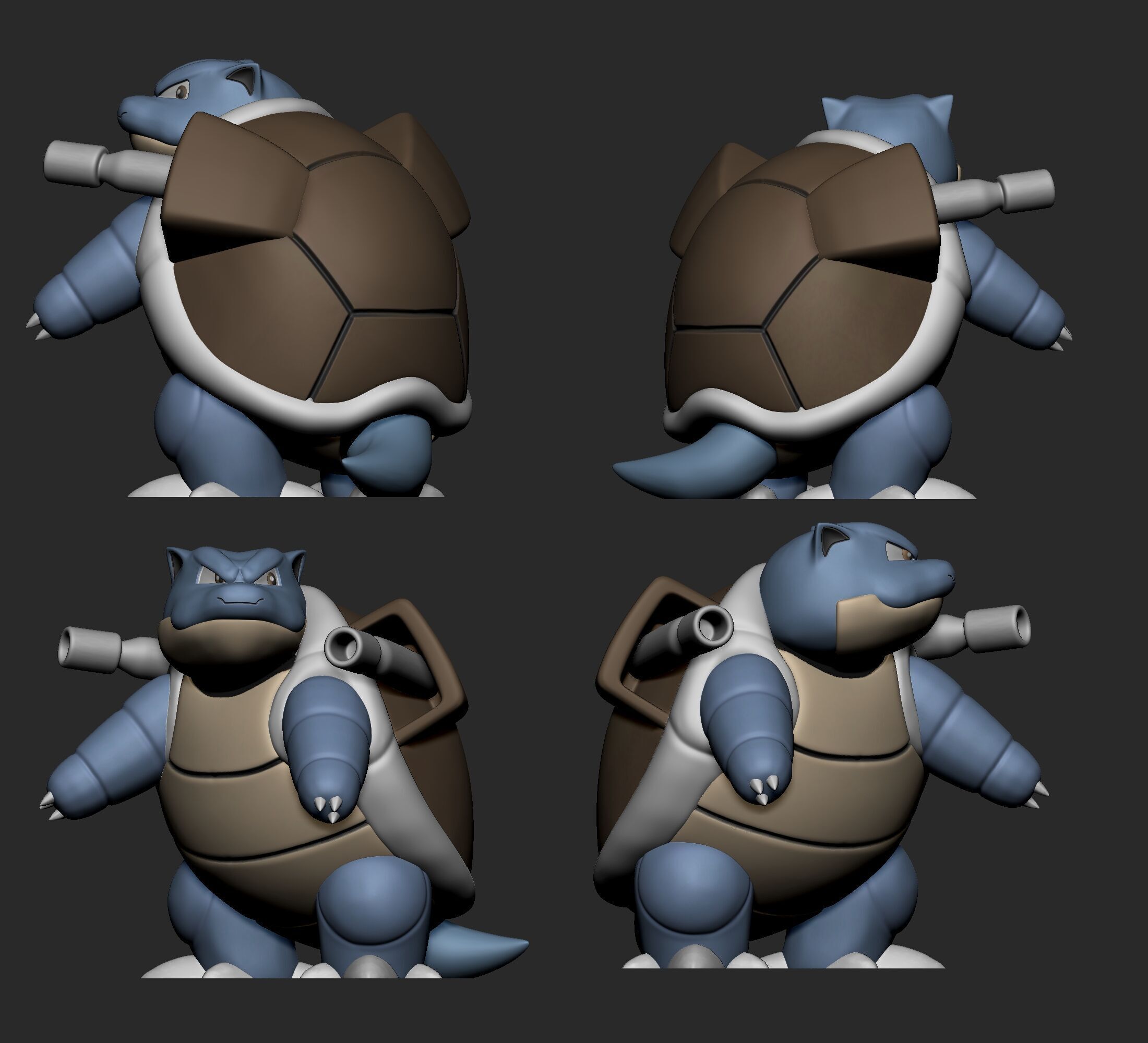 Pokemon - Squirtle Wartortle and Blastoise with 2 poses 3D print model_13