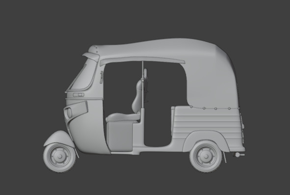 Realistic Tuk Tuk Auto Rickshaw 3D Model Bajaj Three Wheel Low-poly 3D model_7
